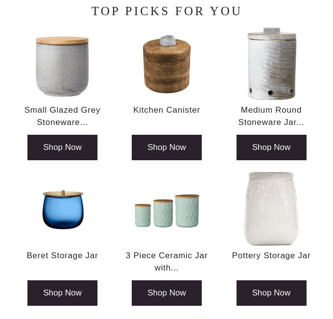 Product grid in an email