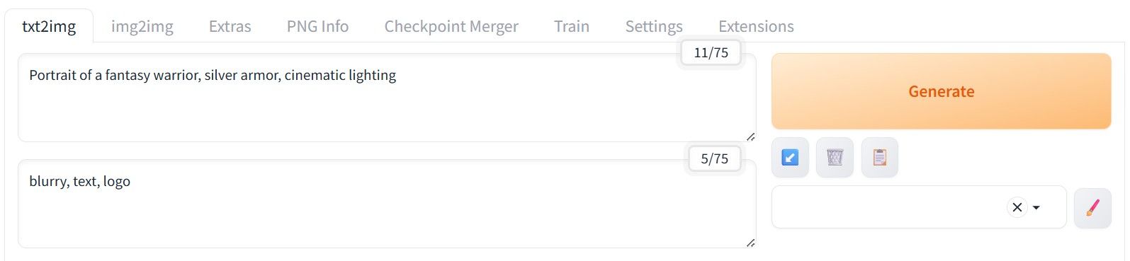 Prompt and Negative Prompt placement and examples