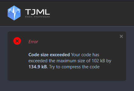 A warning about email size when using TJML