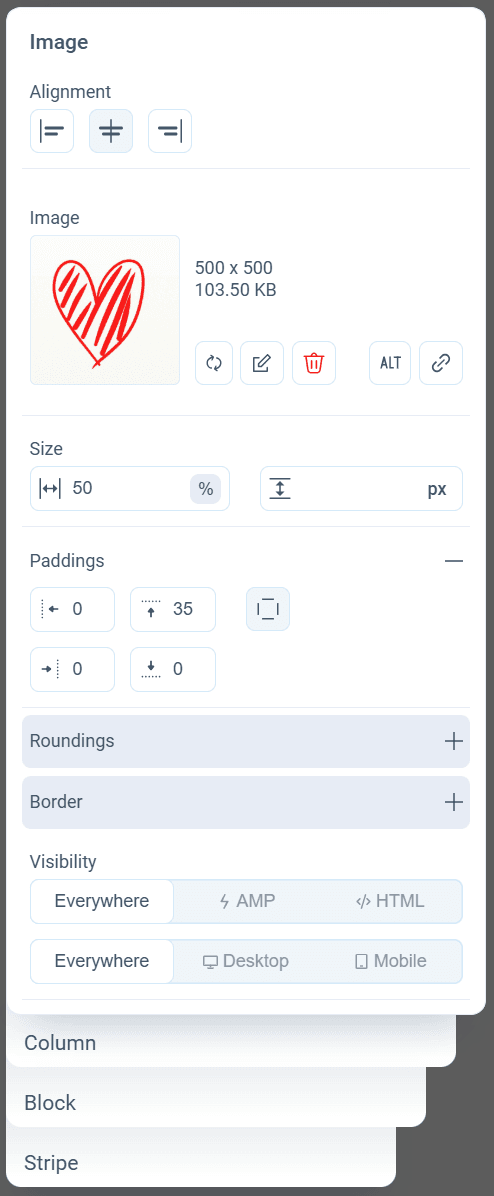Setting up image properties in Pixcraft