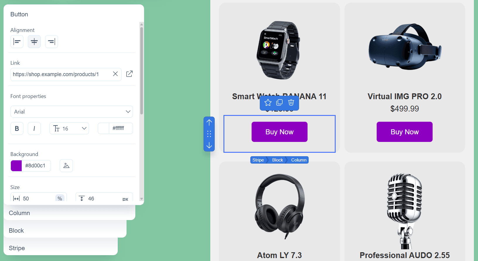 Links in the Pixcraft email builder