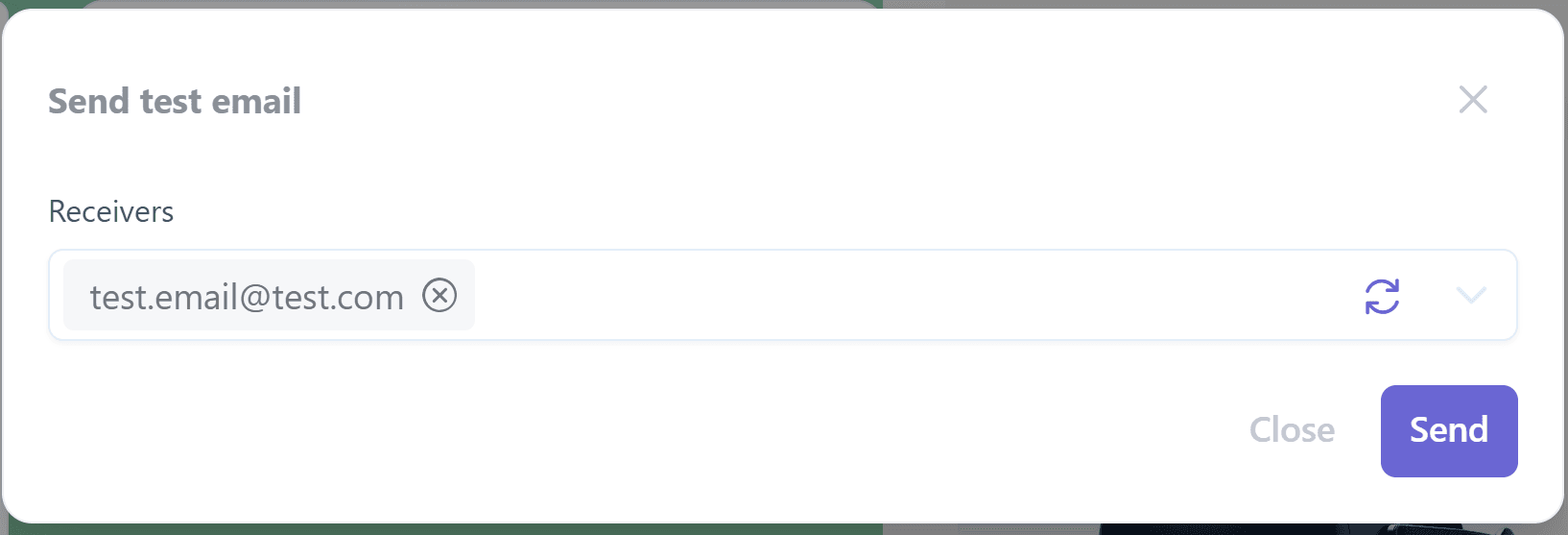 Sending a test email in the Pixcraft email builder