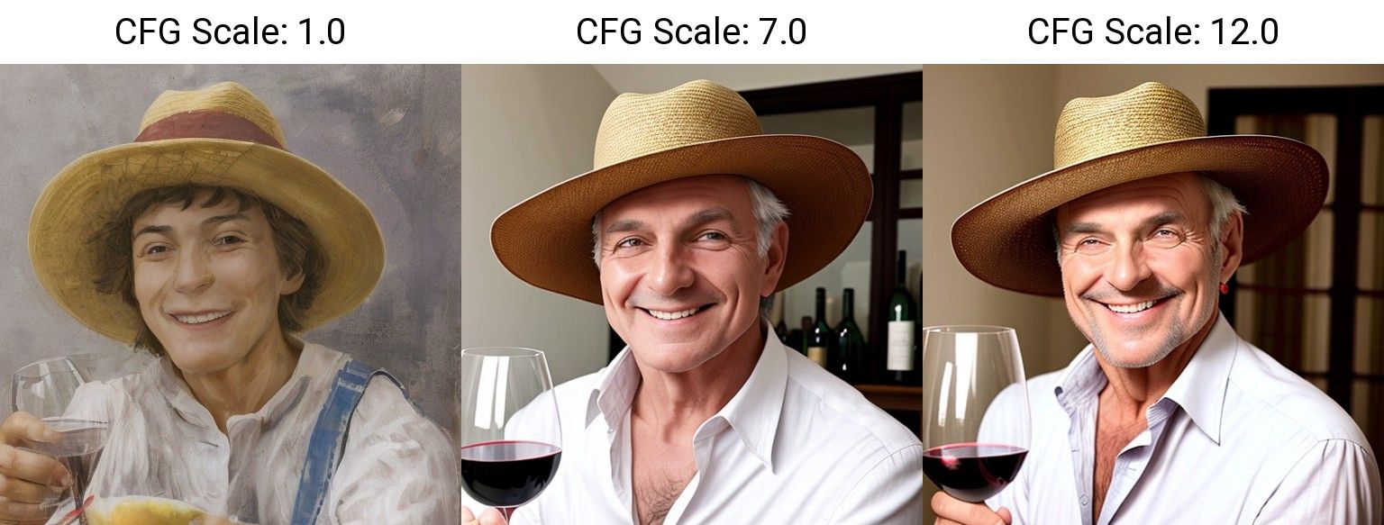 Images generated with different CFG values