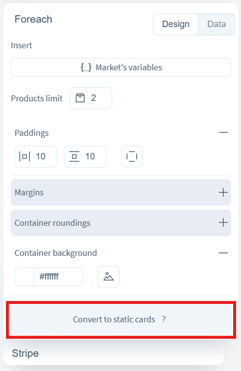 A button to convert dynamic grid into static