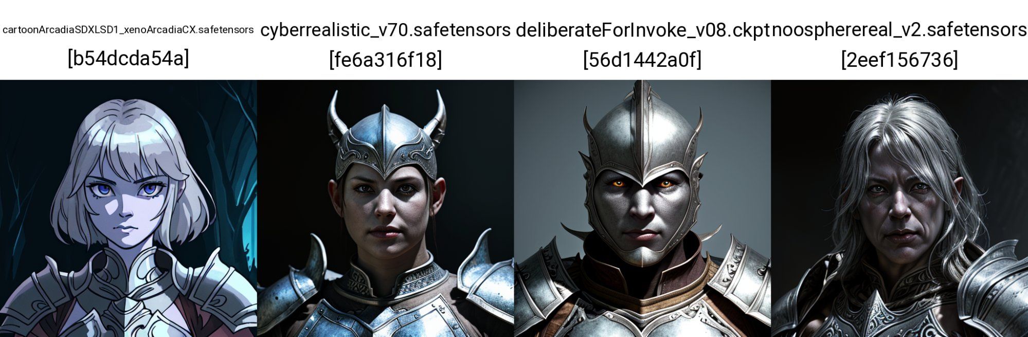 Images generated using different checkpoints
