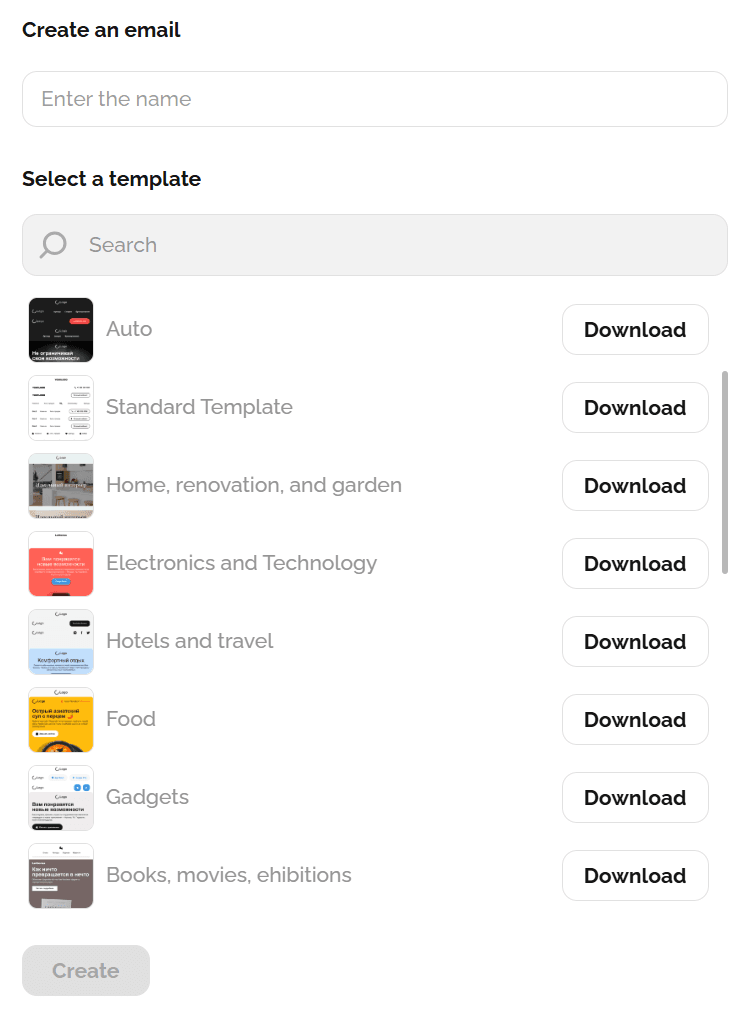 Master template selection in Letteros