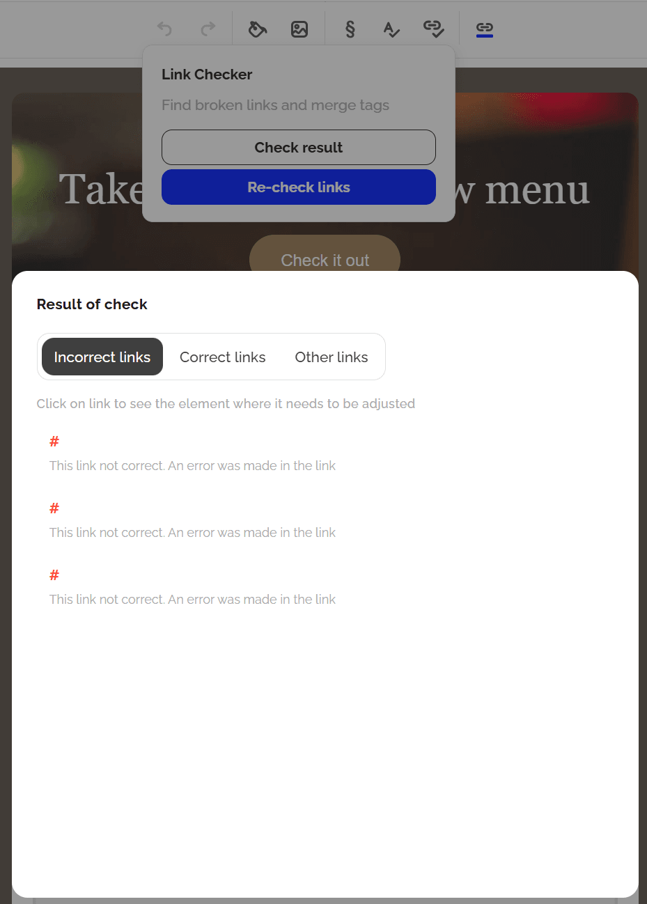 Link Checker in Letteros