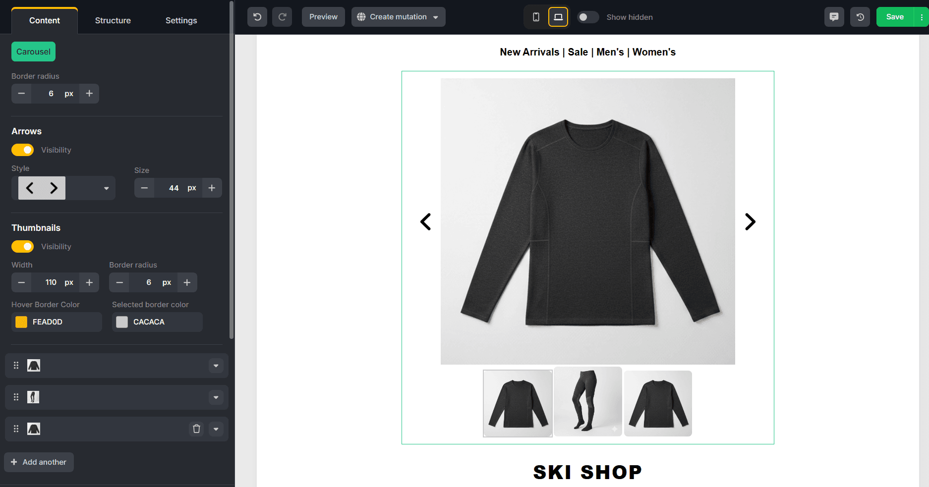Image carousel in TOPOL
