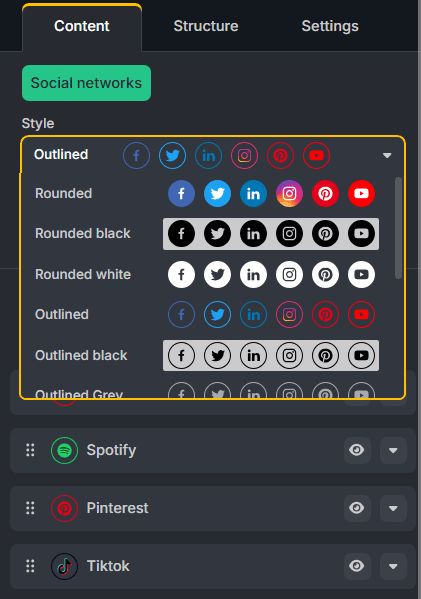 Social media icons in TOPOL