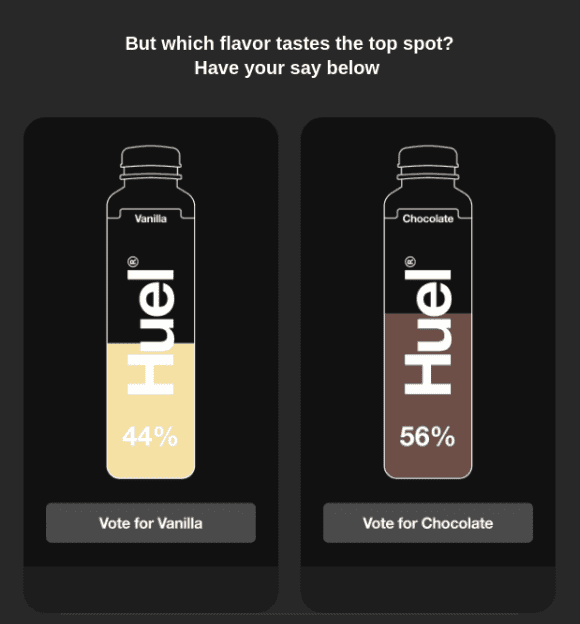 Example of an AMP email from Huel