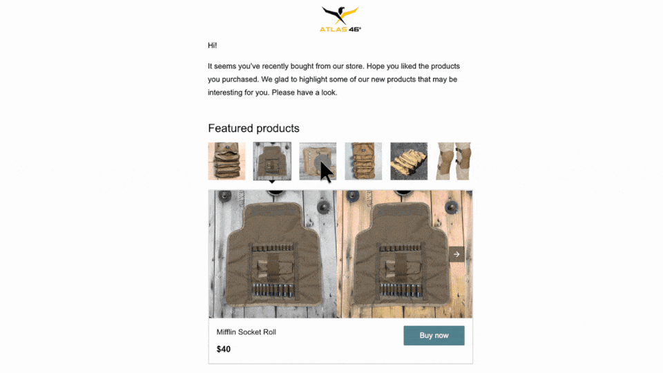 Order form in email